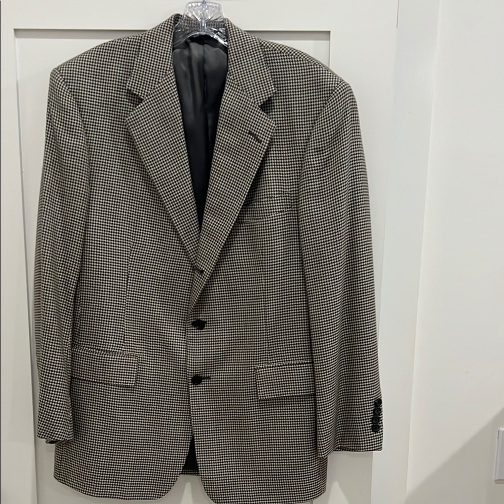 Men's Ralph LaurenBrown and tan houndstooth Blazer in silk and wool. Mens Sz 40R